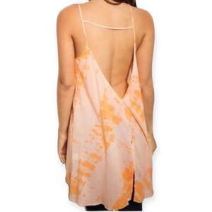 Tie Dye Orange Backless Tunic Tank Top NEW